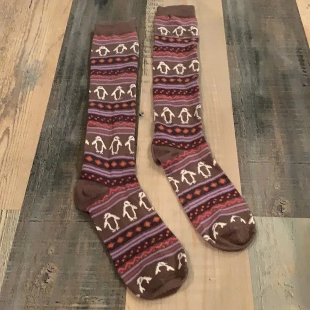 Penguin Winter Holiday Long Socks Unisex Christmas Time Cozy Gift OS Fits Most